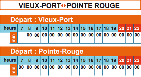 Horaires Vieux Port - Pointe Rouge